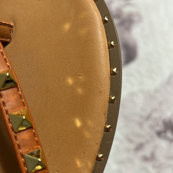 Brown Strap Sandals with Gold Studs - Picture 3 of 6